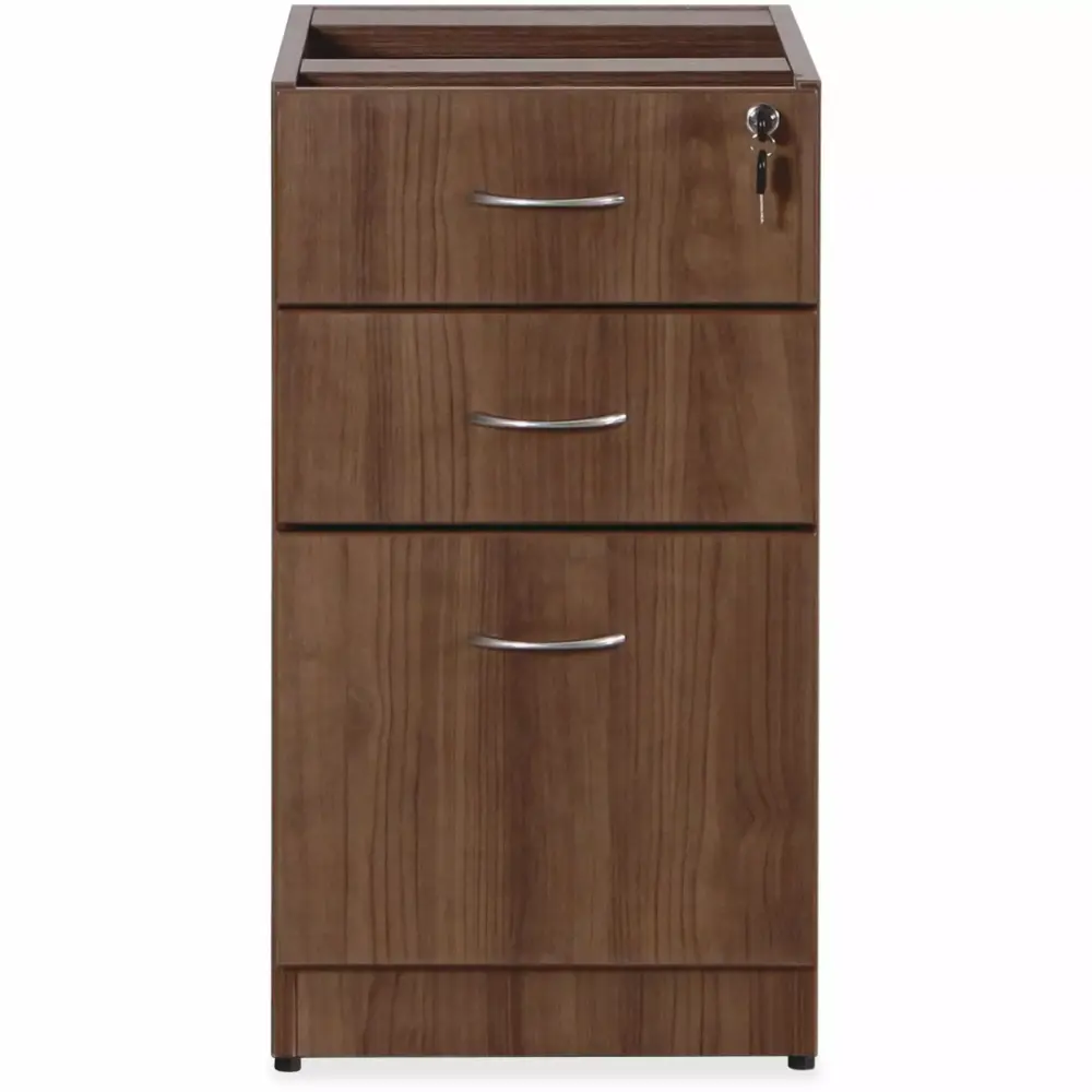 Lorell Essentials Walnut Fixed Pedestal 2-Drawer Under Desk File Cabinet 15.5 x 21.9 x 28.5 Inches