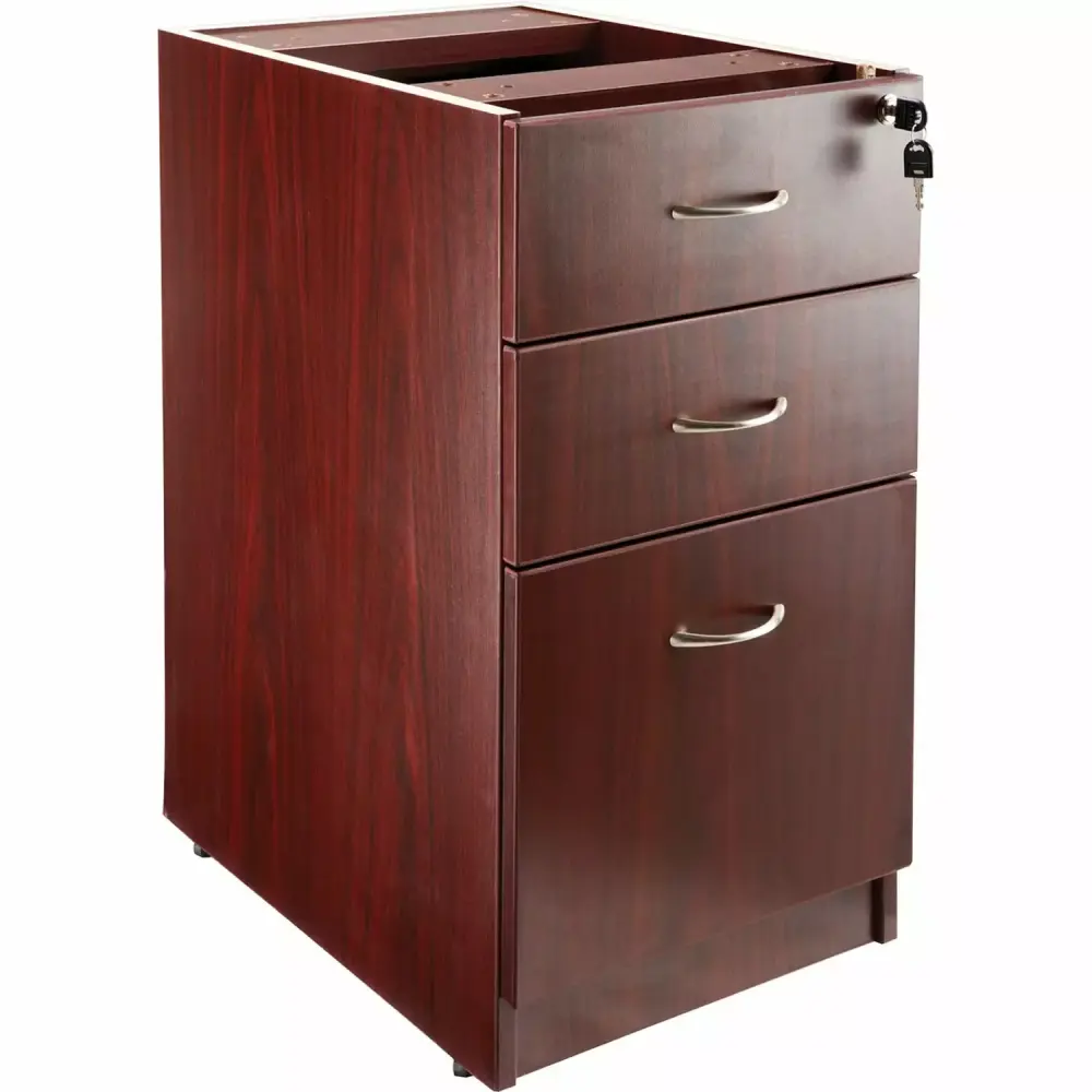 Lorell B/B/F Fixed Pedestal 16x22x28-1/4 Mahogany 69603 - Office Desk Pedestal