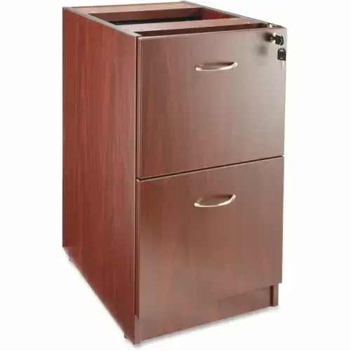 Lorell Essentials Hanging Fixed Pedestal 2 Drawer Mahogany Laminate Office Storage