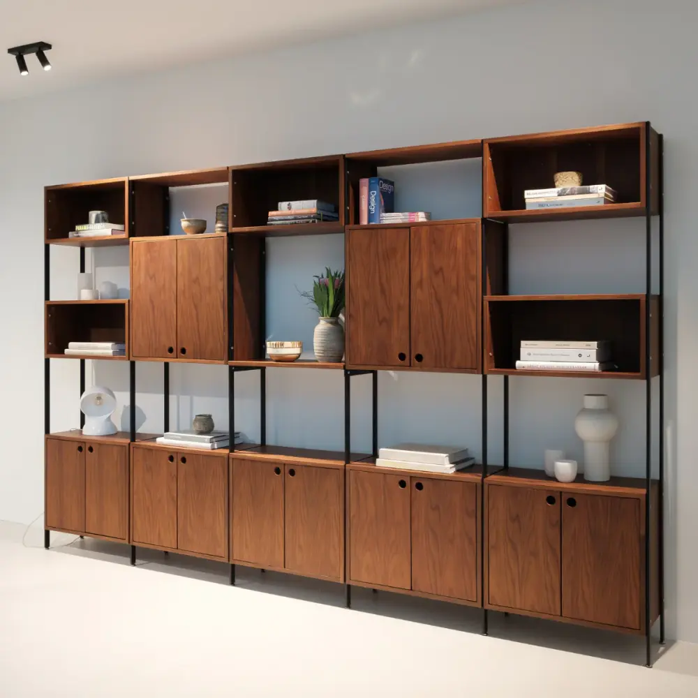 Sarzeau - Wall cabinet 5 compartments - Walnut