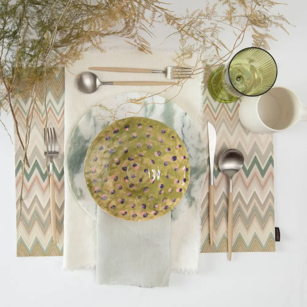 Quick-Dry Towel Papermat Placemats Set 2, Silver Ivory