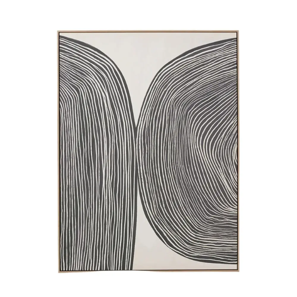 Abstract Canvas - Black & Cream Natural Frame