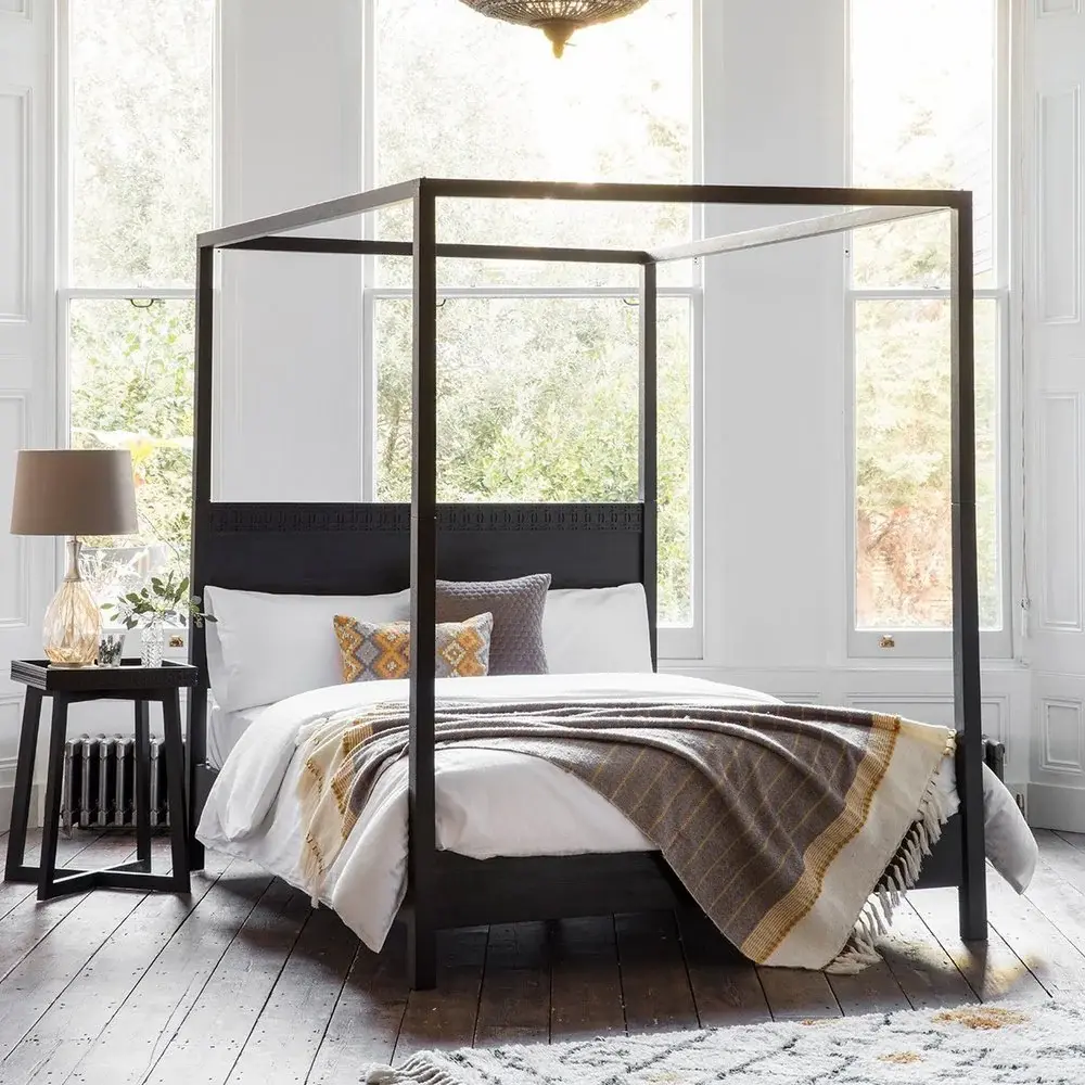 Boho Boutique 4 Poster Bed - Jet-black