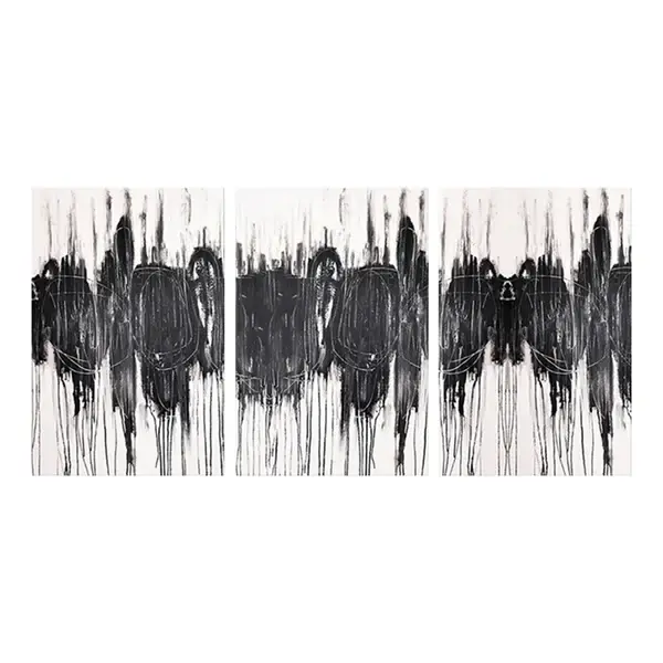Ebony Modern Wall Art Print Pedestrians Canvas Painting Sitting Room, Multi-Piece