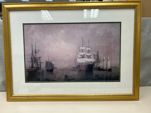 Framed & Ready to Hang SHIPS ON WATER PRINT