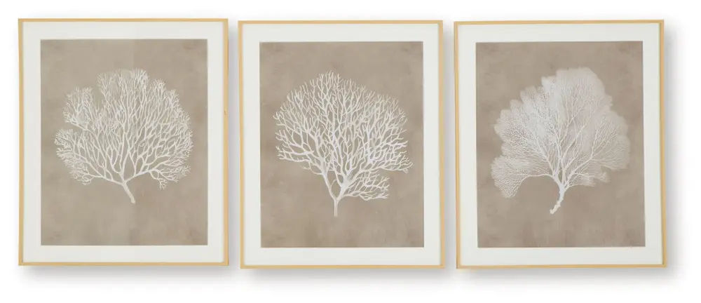 Hendridge - Wall Art Set adjust 3) - Taupe / White - High Resolution Print
