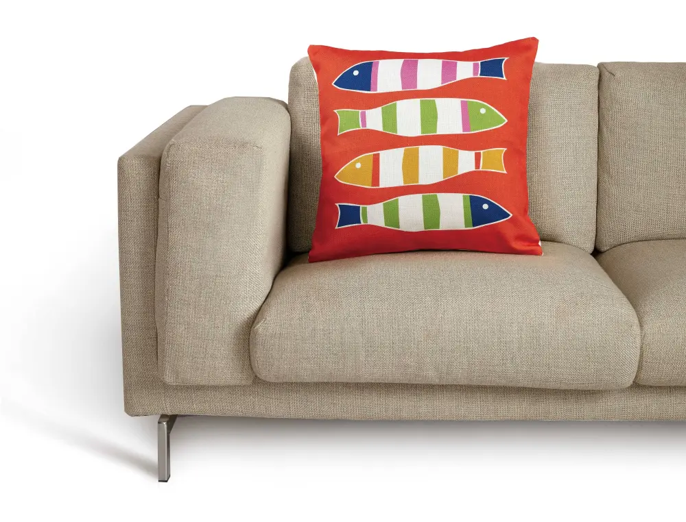 Picket Fish Orange Decorated Indoor/Outdoor Pillow - High Resolution Print
