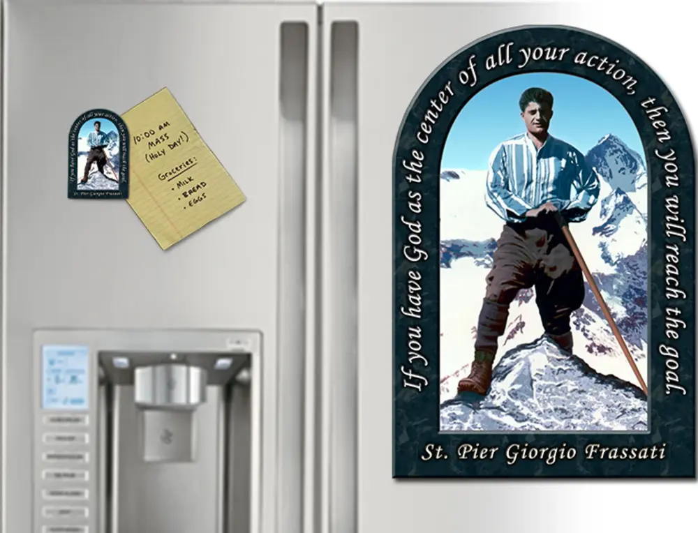 Premium Gallery Quality St. Pier Giorgio Prayer Arched Magnet
