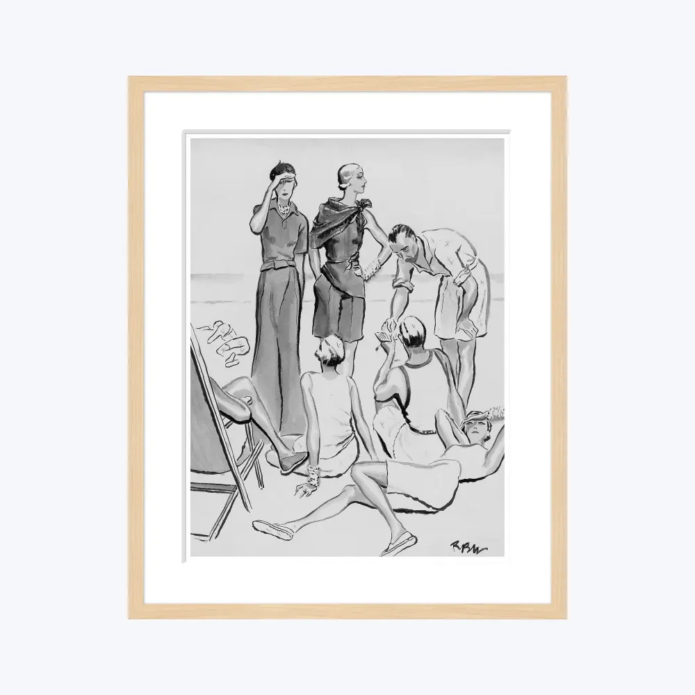 Vogue Illustration, " Group Young People on Lido Beach", Rene ouet-Willaumez 2