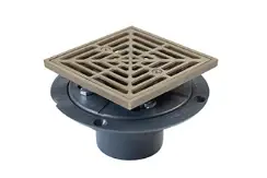821-T200PNQ SIOUX CHIEF PVC SHOWER PAN DRAIN SQUARE CAST NICKEL TOP W/DBLE DUTY TEST PLUG