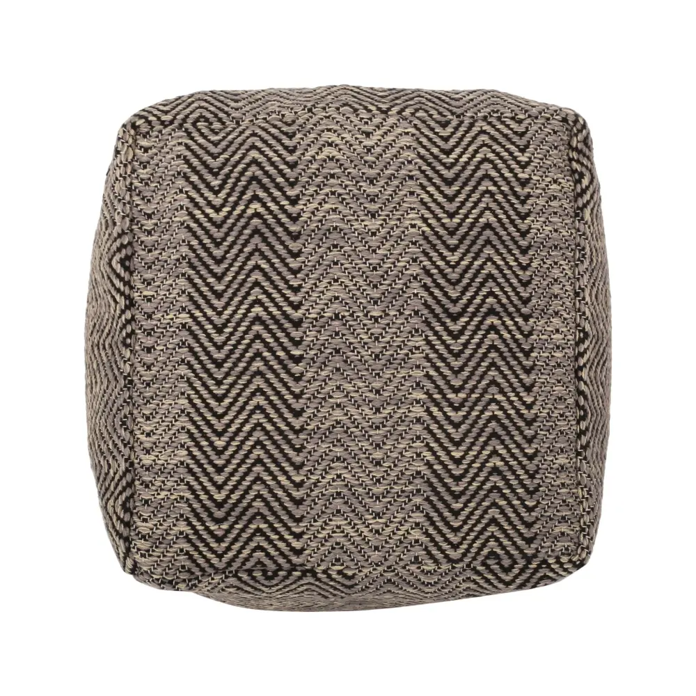Barracuda - Handmade Cotton Pouf Chevron Pattern - Brown / Beige