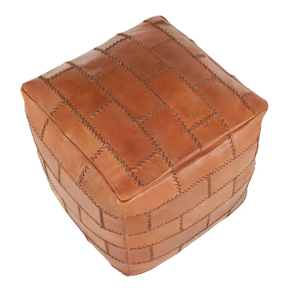 Carved Wood Cobbler - Industrial Pouf - Chestnut