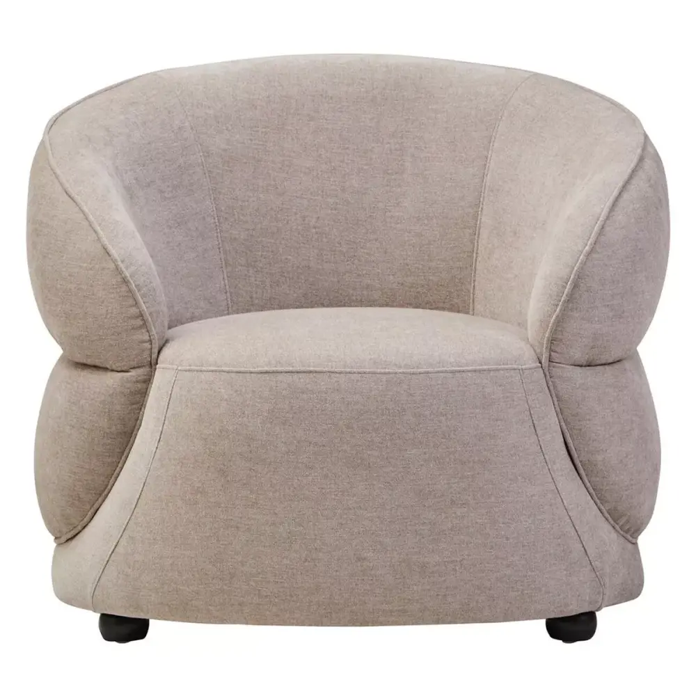 Daphne Chenille Curved Chair - Taupe Compact Size