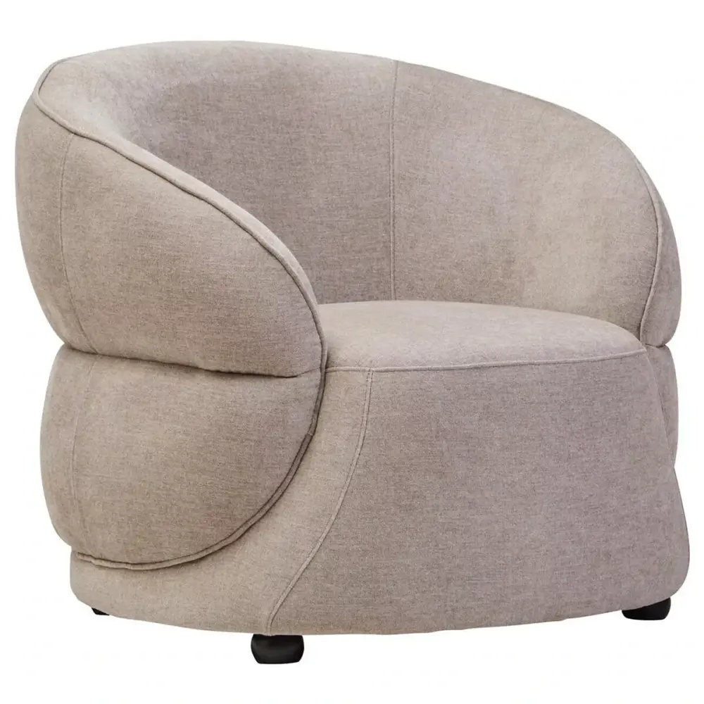 Daphne Chenille Curved Chair - Taupe Compact Size