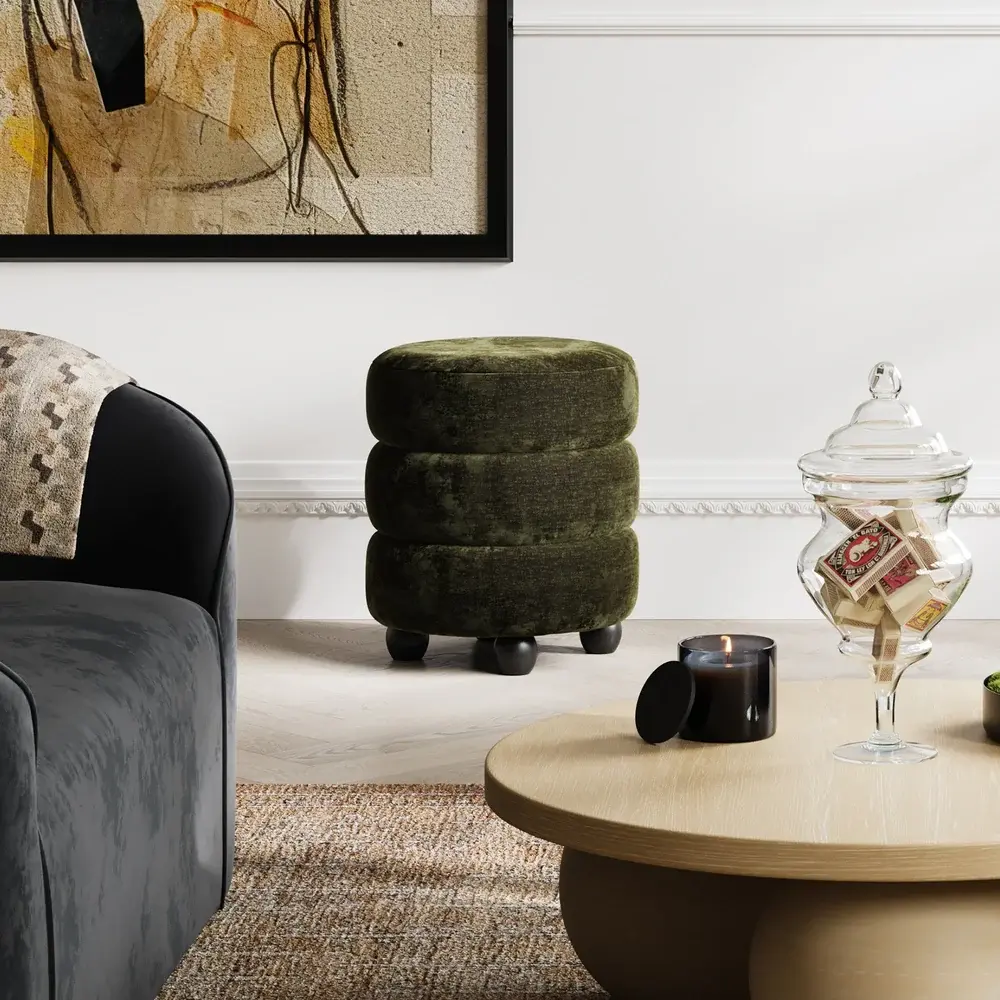 Emily Pouffe - Olive & Midnight USB Ports