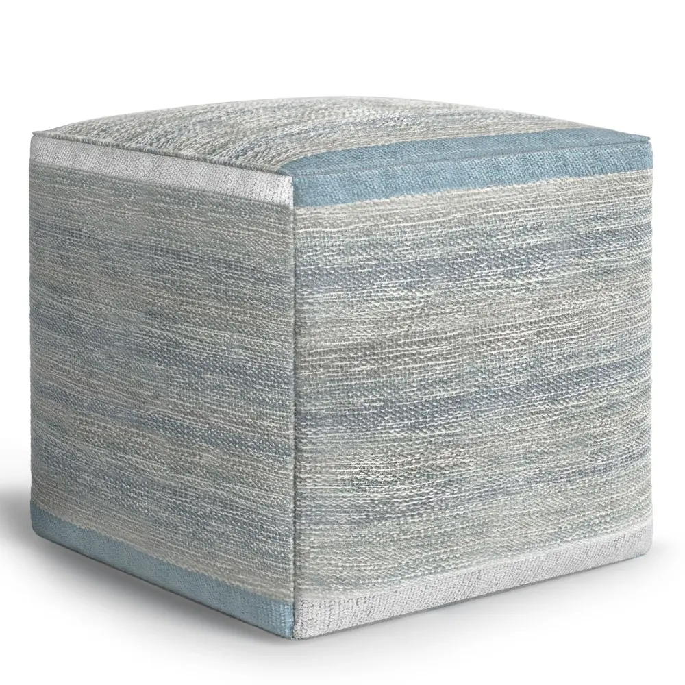 Naya - Upholstered Cube Pouf Walnut Finish