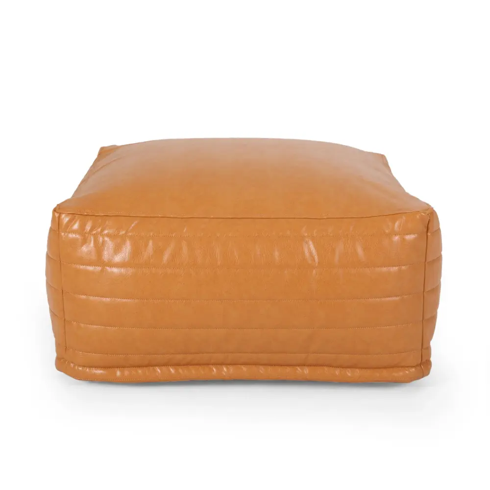Upholstered Velvet Bambo - Rectangle Pouf Ottoman Floor Cushion - Caramel