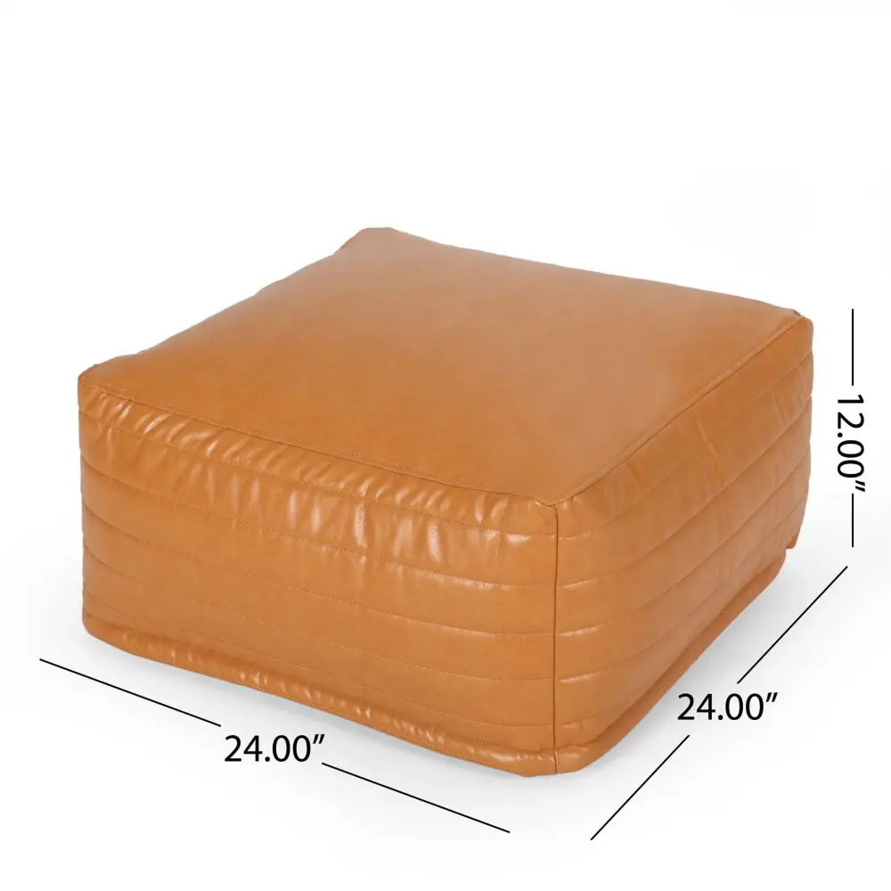 Upholstered Velvet Bambo - Rectangle Pouf Ottoman Floor Cushion - Caramel
