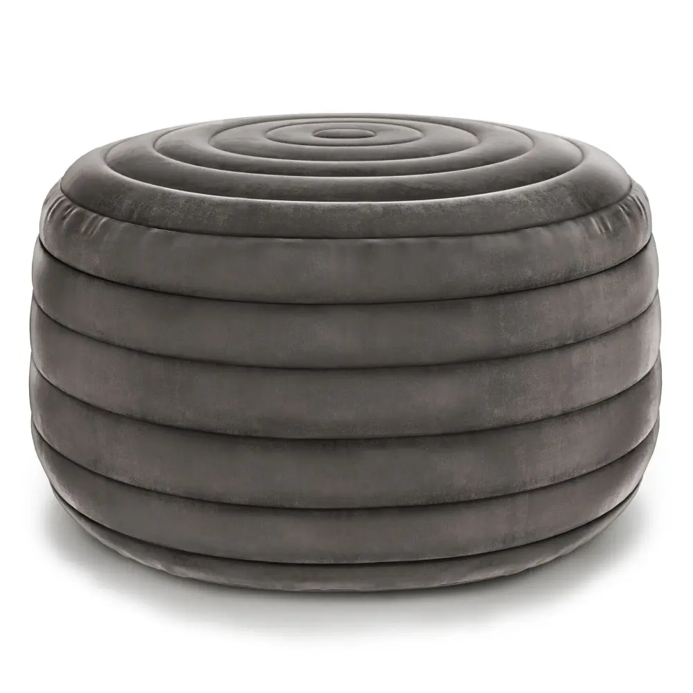 Vivienne - Upholstered Round Pouf Storage Shelf