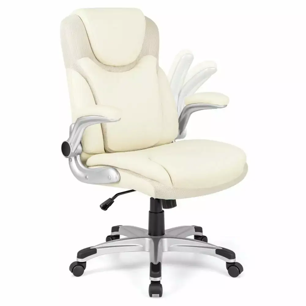 Resenkos Ergonomic Office PU Leather Executive Chair Flip-up Armrests and Rocking Function