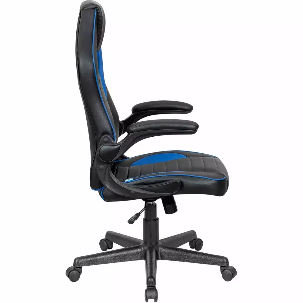 Racing Gaming Chair Mid Back Synthetic Leather Black Blue Global Industrial