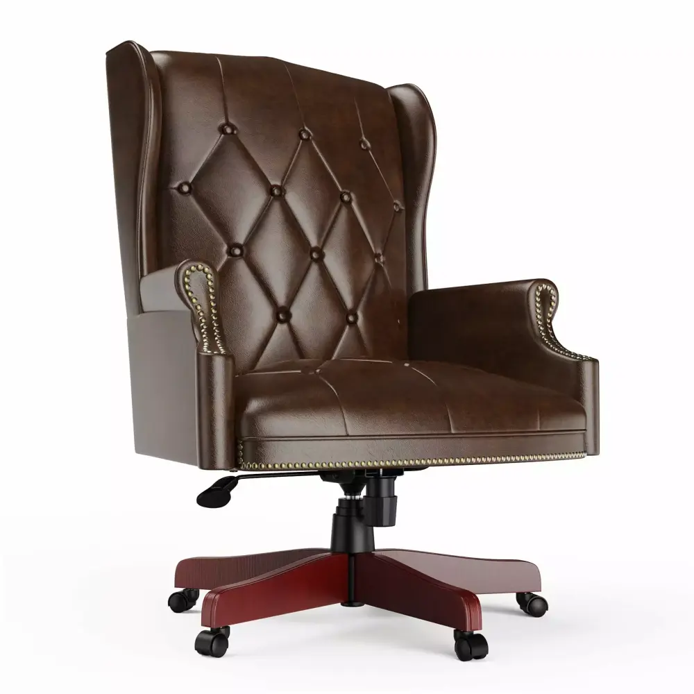 330Lbs Executive Office Chair Ergonomic High Back Reclining Desk Chair Brown CNCJ