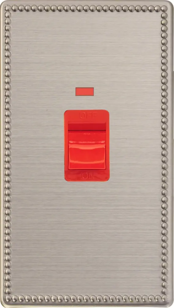Varilight 45 Amp Cooker Switch Neon (Vertical Paired Size), Dimension Screwless Jubilee Brushed Steel XDY45NWS.JS