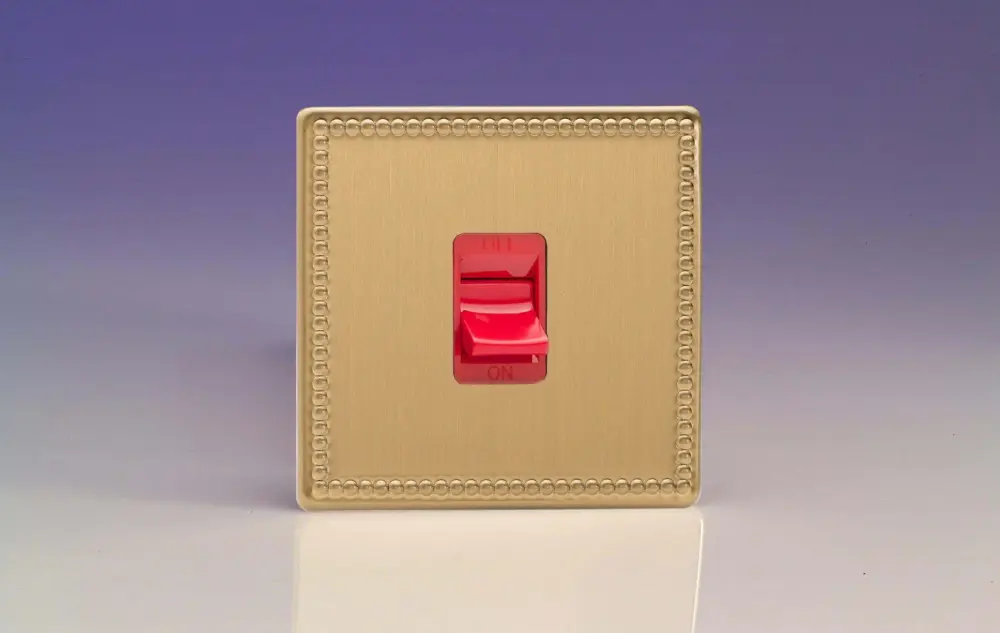 Varilight 45 Amp Cooker Switch singular Size), Dimension Screwless Jubilee Brushed Brass XDY45SWS.JB