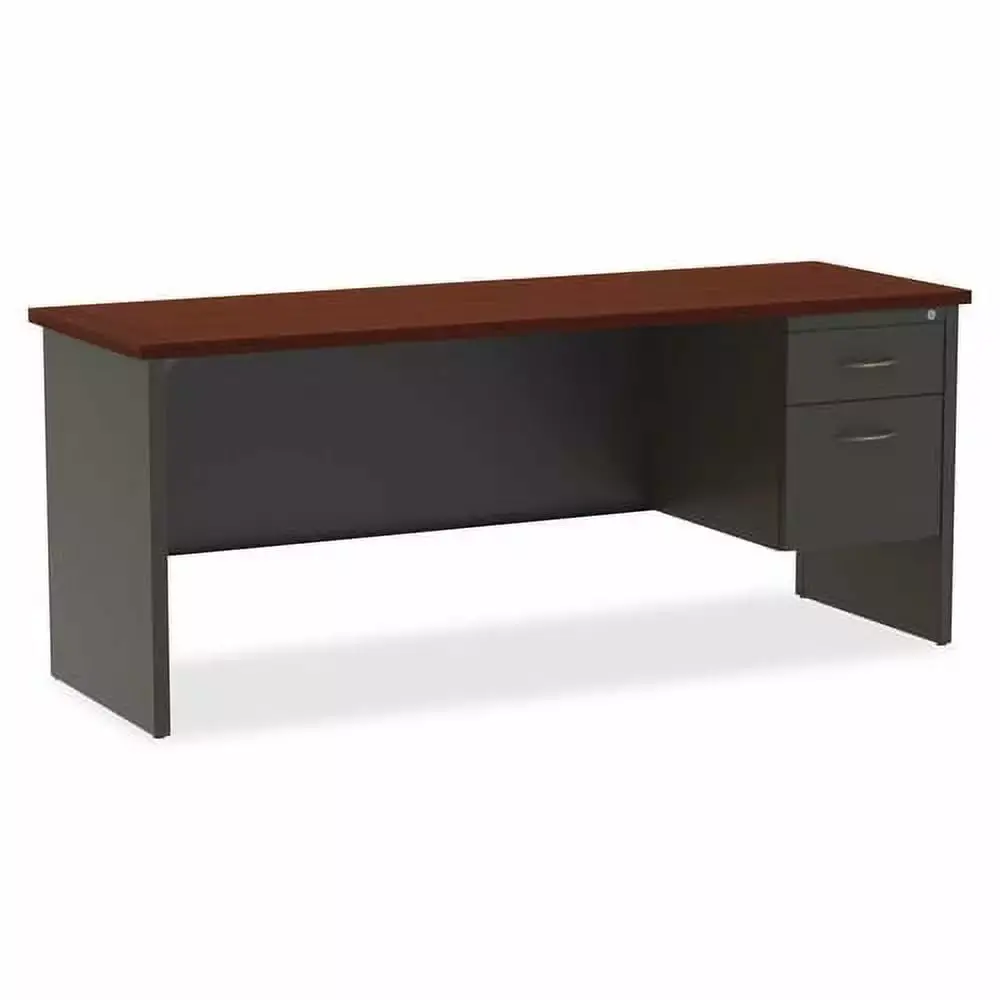 Lorell Mahogany Laminate Steel Right-Pedestal Credenza LLR79162