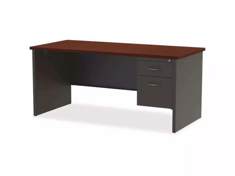 Right Pedestal Desk 30x66 Cherry Mahogany Lorell