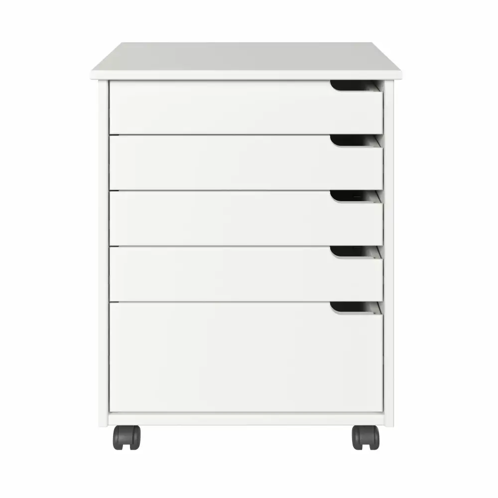 Adeptus Original Euro Roll Cart Solid Wood 4+1 Drawer Extra Wide Drawers Roll Carts White