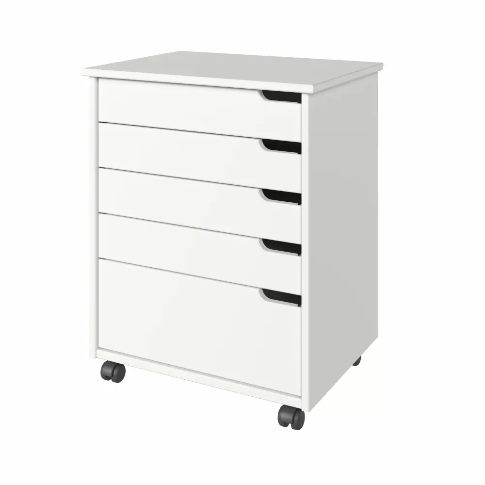 Adeptus Original Euro Roll Cart Solid Wood 4+1 Drawer Extra Wide Drawers Roll Carts White