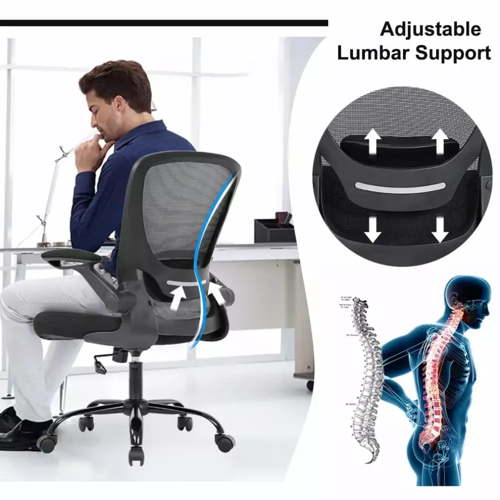 BestOffice Ergonomic Office Chair Lumbar Support Swivel Rolling Men Women Black