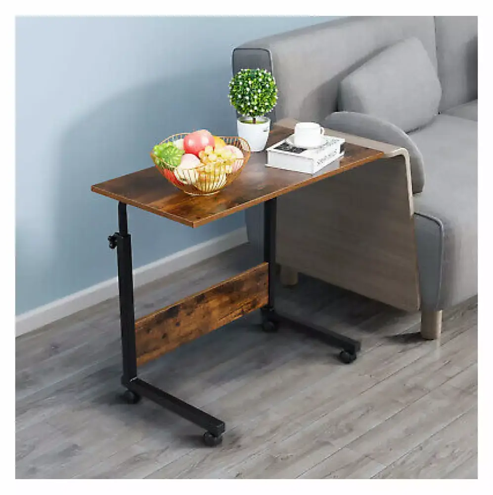 Rongfun Rolling Computer Desk 39in Height Adjustable Rolling Laptop Desk Over Sofa Bed