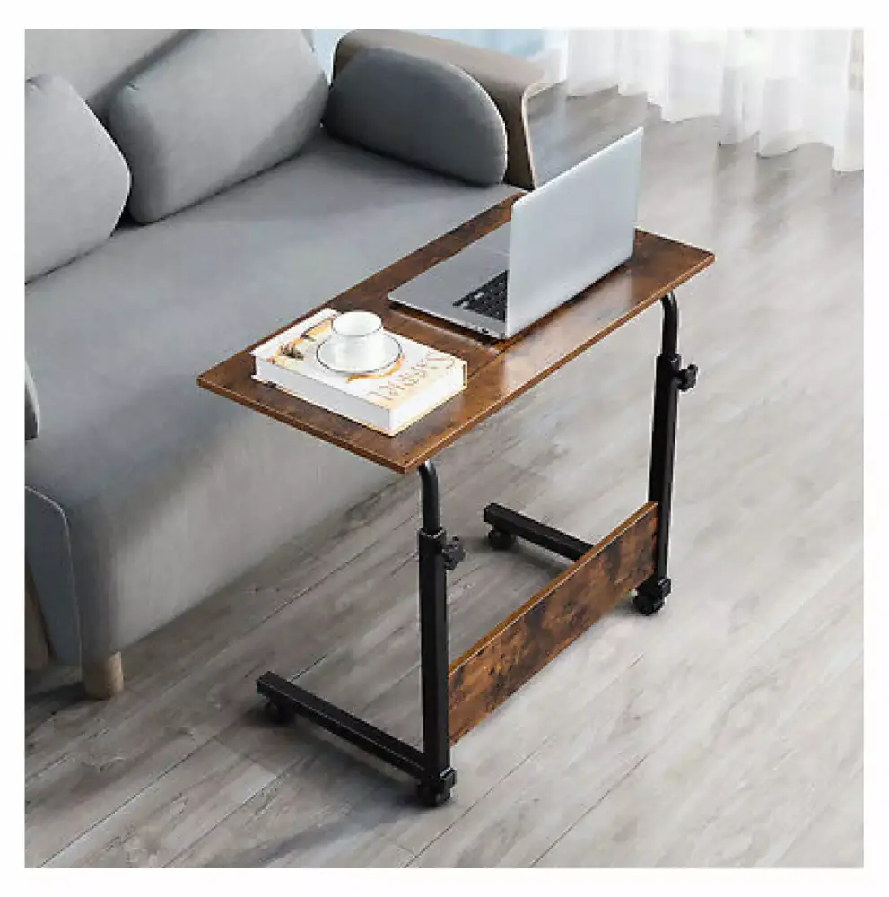 Rongfun Rolling Computer Desk 39in Height Adjustable Rolling Laptop Desk Over Sofa Bed