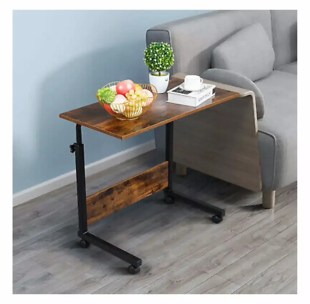 Rongfun Rolling Computer Desk 39in Height Adjustable Rolling Laptop Desk Over Sofa Bed