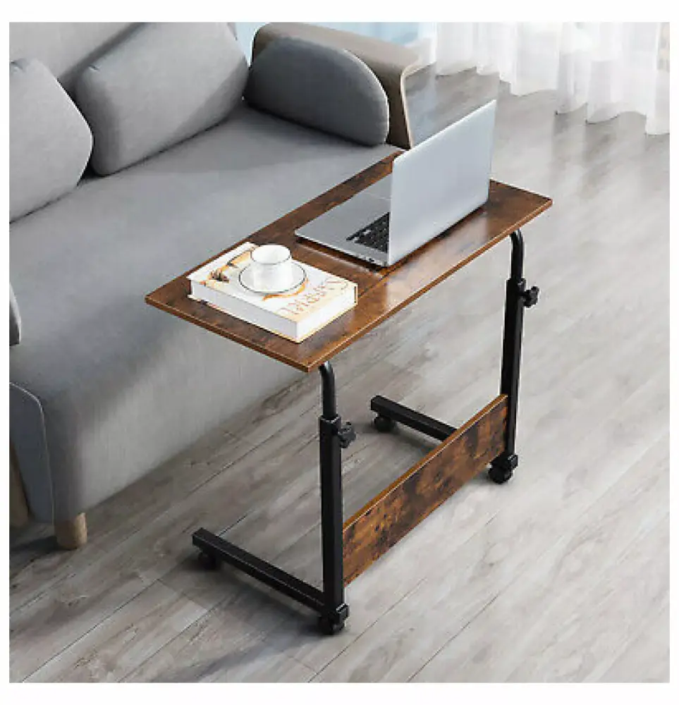 Rongfun Rolling Computer Desk 39in Height Adjustable Rolling Laptop Desk Over Sofa Bed