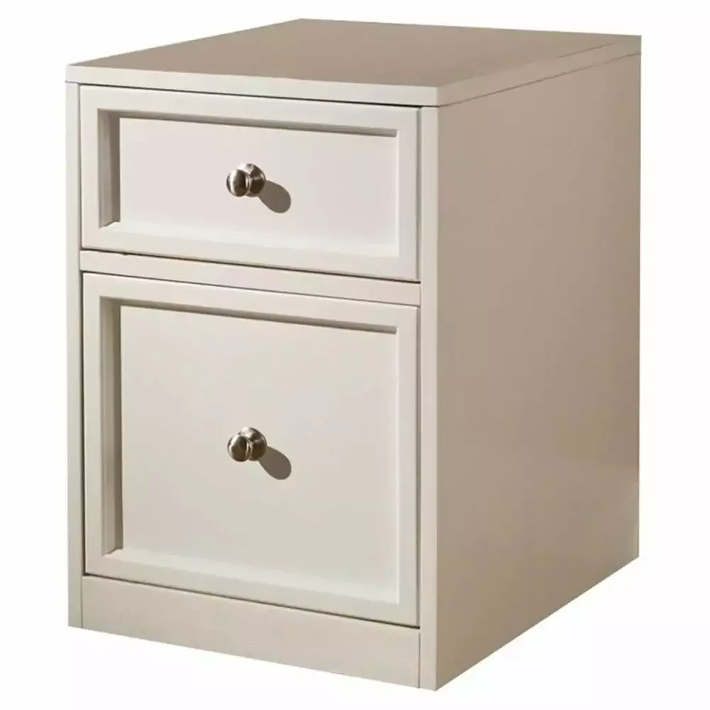 Bowery Hill Transitional Poplar Solid Wood Rolling File Cabinet Cottage White
