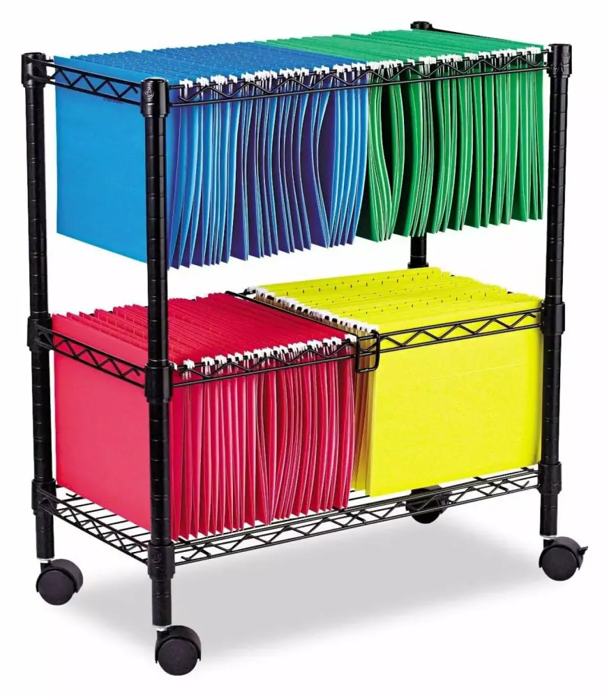 FEIZICRY 26 2-Tier Rolling File Cart Black Portable Filing Solution