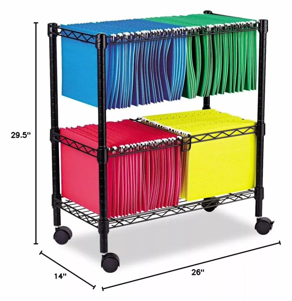 FEIZICRY 26 2-Tier Rolling File Cart Black Portable Filing Solution