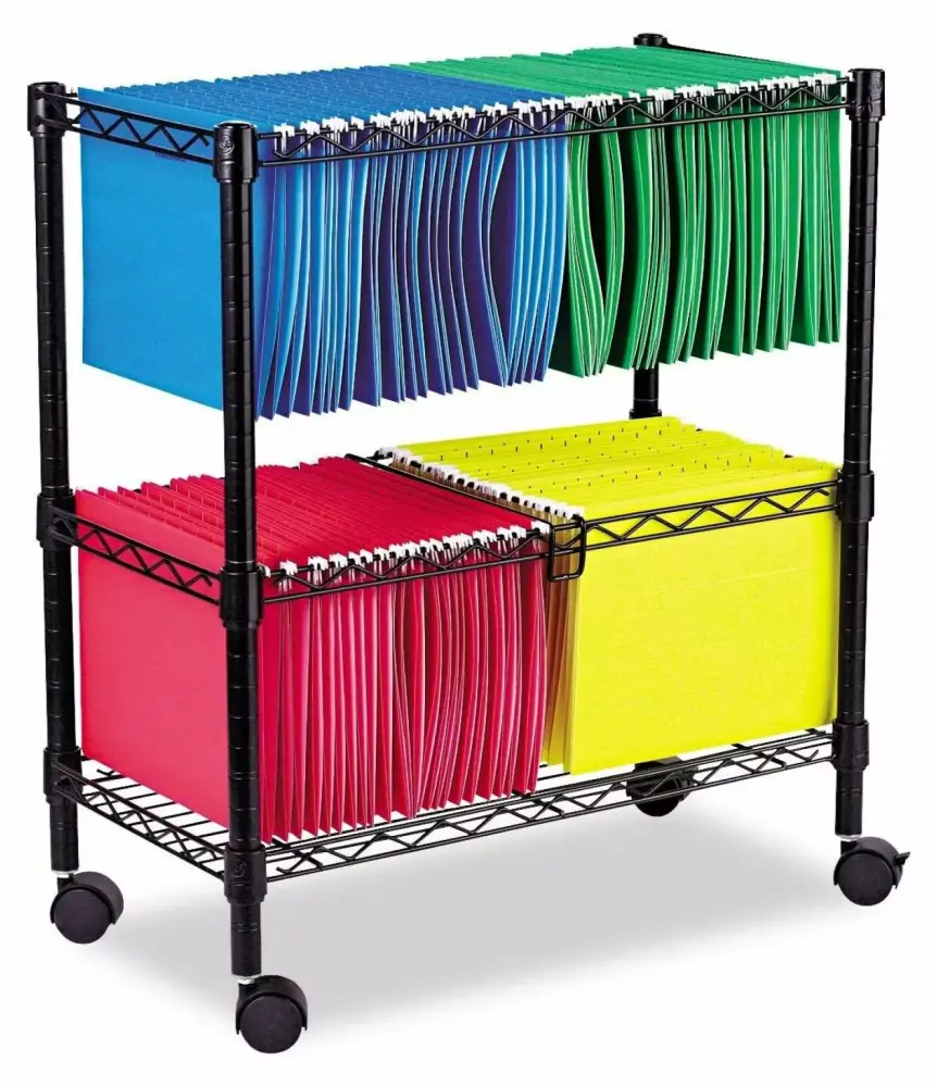 Gexandy 26 2-Tier Rolling File Cart Black Mobile Storage Solution