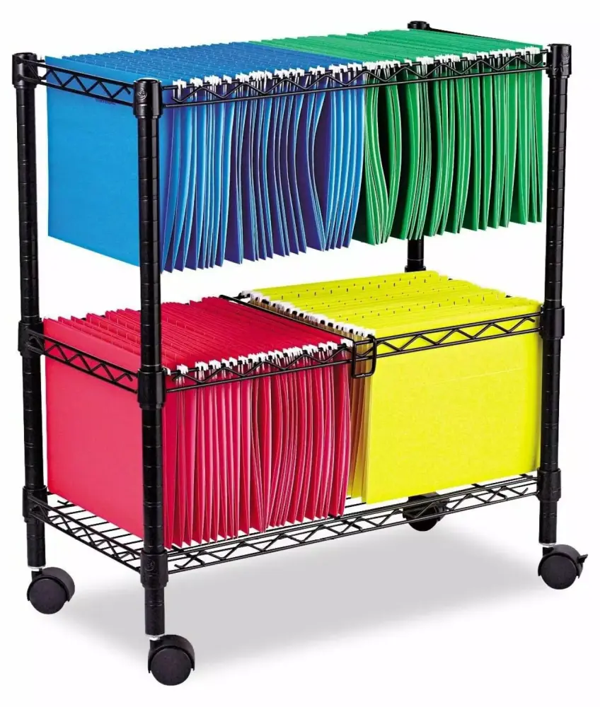RinGol 26 2-Tier Rolling File Cart Black Office Organization Tool