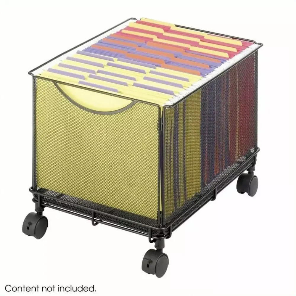 Kingfisher Lane Mesh Rolling File Cube Black Office Storage Organizer