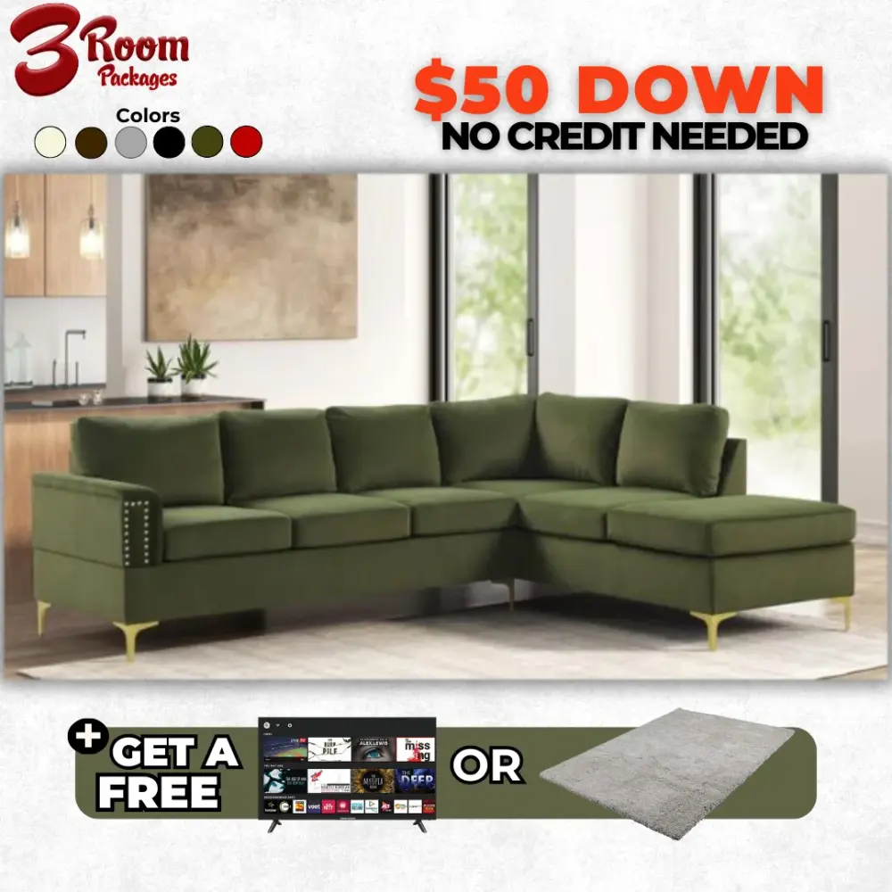 Vogue Sectional – Includes Gratis TV or Area Rug