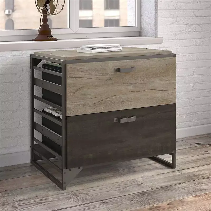 Scranton & Co 2 Drawer Lateral File Cabinet Rustic Gray Office Storage