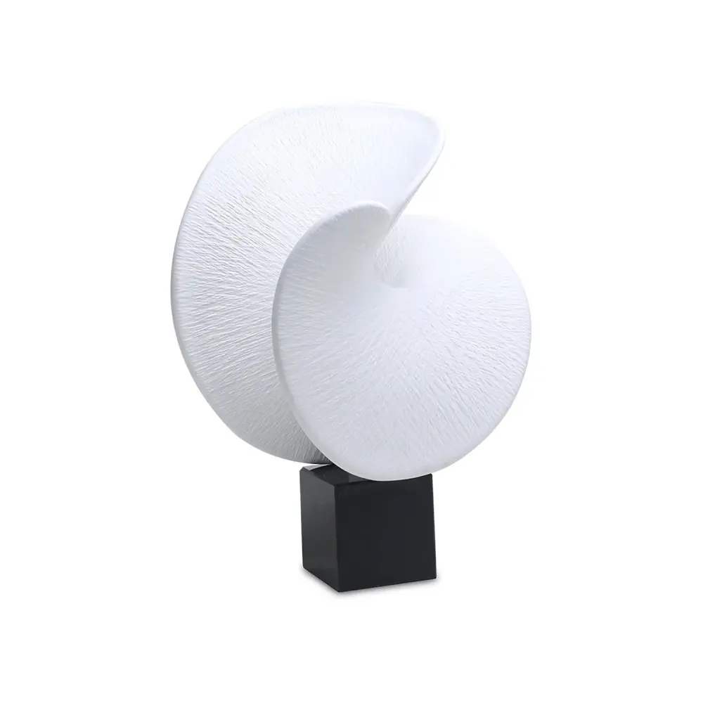 Nocturne Wave Marble Sculpture - Black & Snow