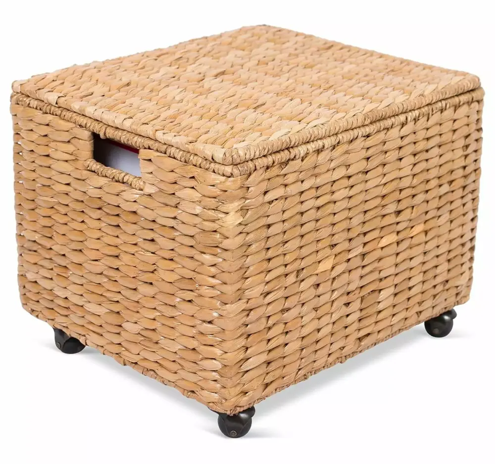 Seagrass Rolling File Cabinet Natural Office Storage Home Decor Organizer CHRED