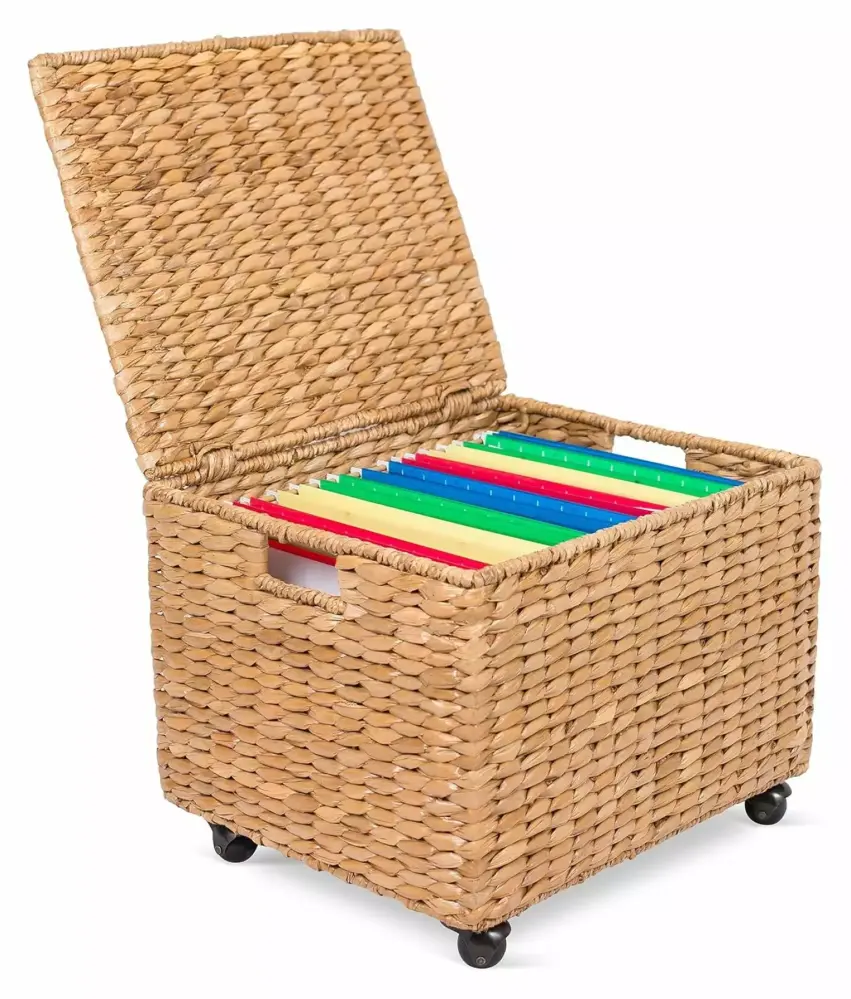 Seagrass Rolling File Cabinet Natural Office and Home Storage Organizer Dkdj