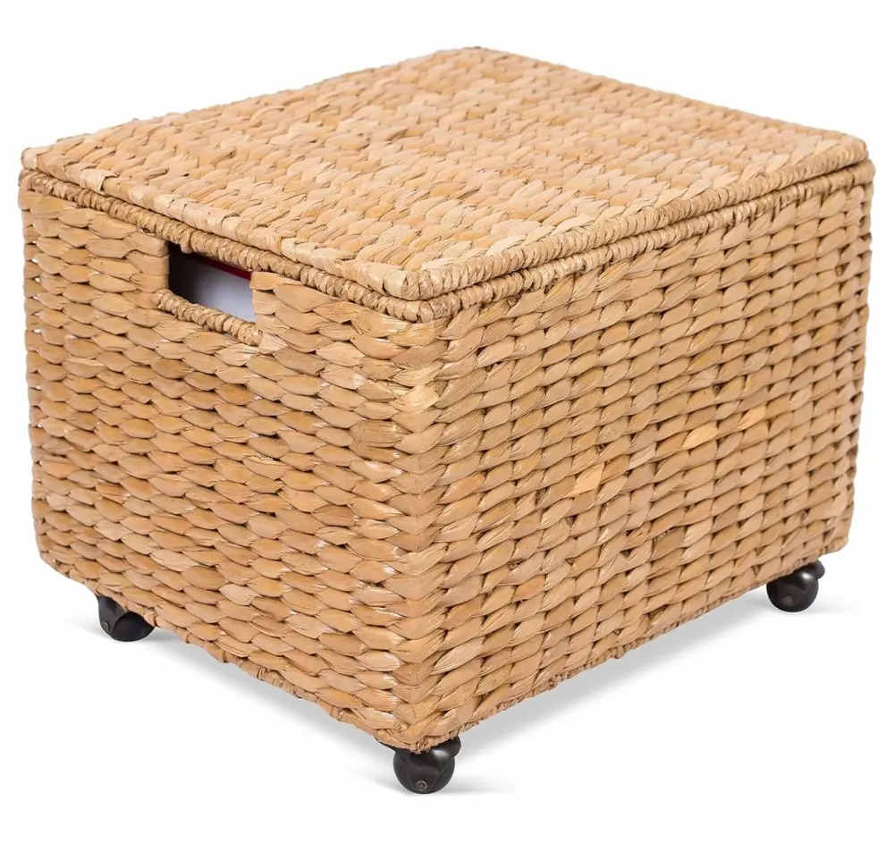 Seagrass Rolling File Cabinet Natural Office and Home Storage Organizer Dkdj