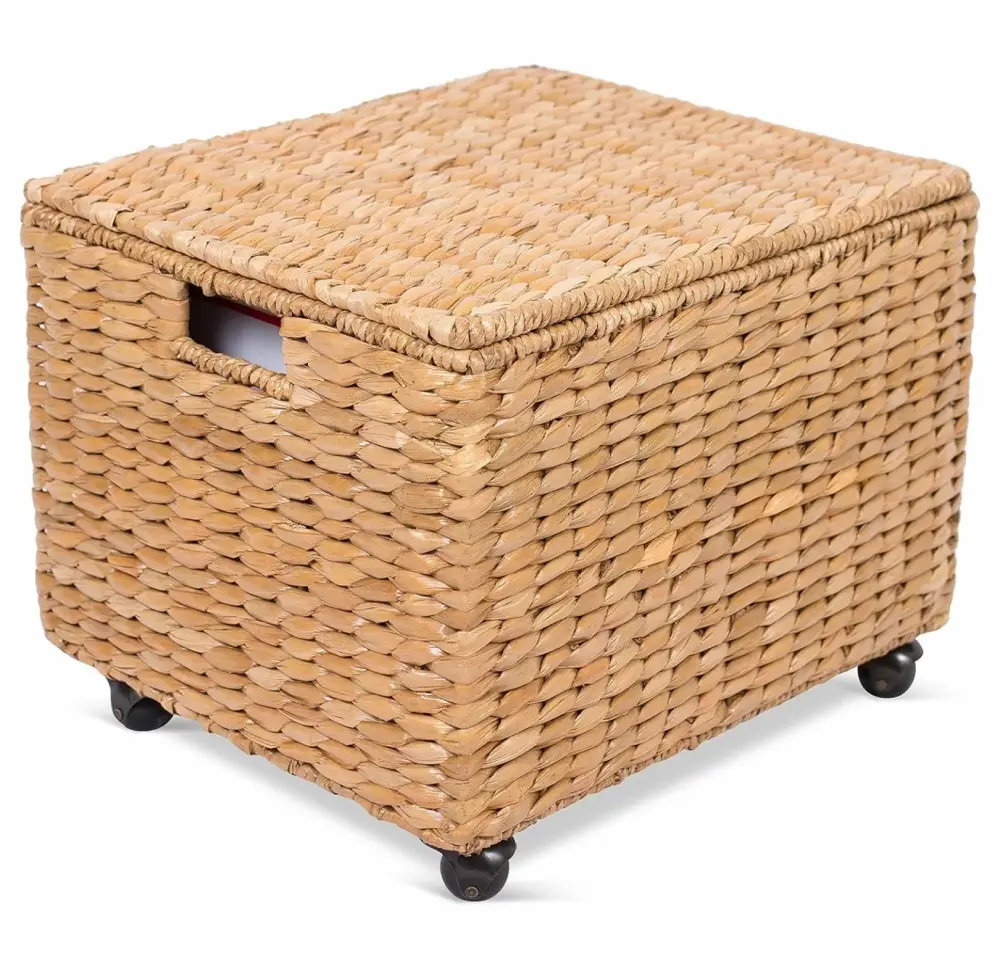 Seagrass Rolling File Cabinet Natural Home Office Storage and Decor GolySw